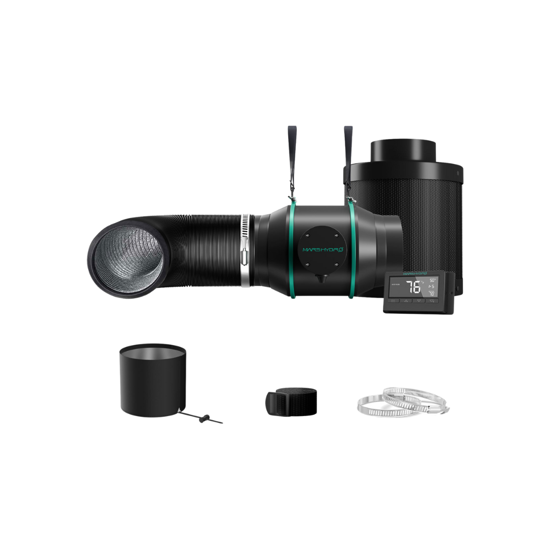 Mars Hydro 6″ (150mm) Rohrventilator mit Thermostatregler und Aktivkohlefilter